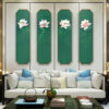 Bộ 4 Tranh hoa sen treo tường phòng khách, decor phòng ngủ - tranh hoa sen tráng gương, canvas in sơn dầu cao cấp HS46